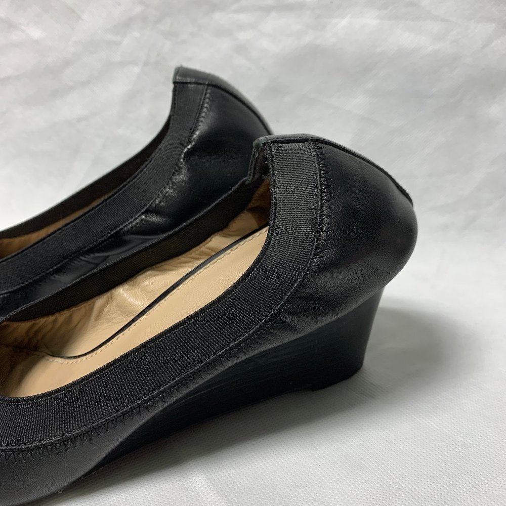 Tory Burch Black Leather Jolie Wedges - Picture 5 of 7